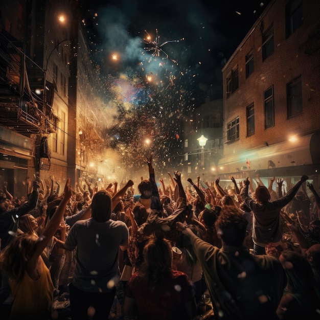 people celebrating at night