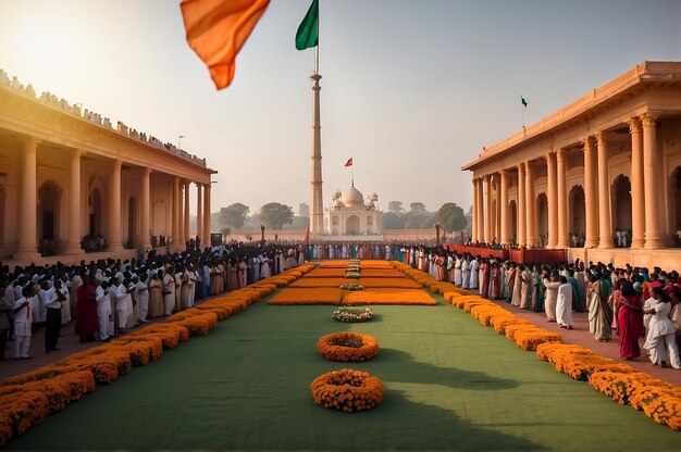 People Celebrating at Taj Mahal on a India Republic Day