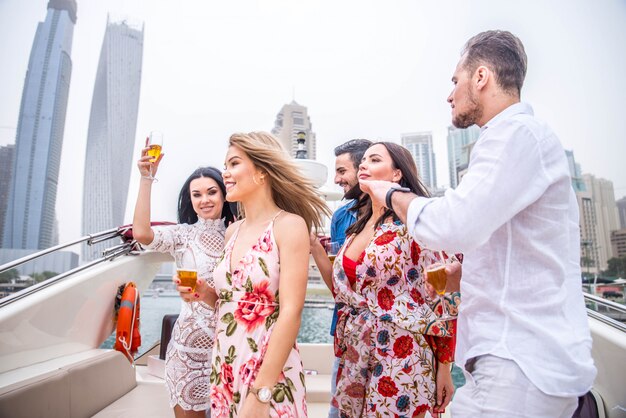 People celebrating on a yacht