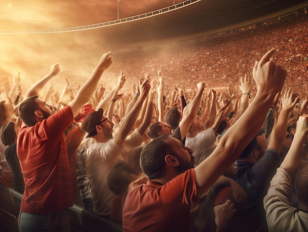 People cheering at stadium