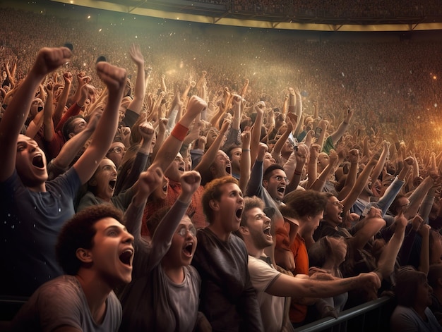 People cheering at stadium