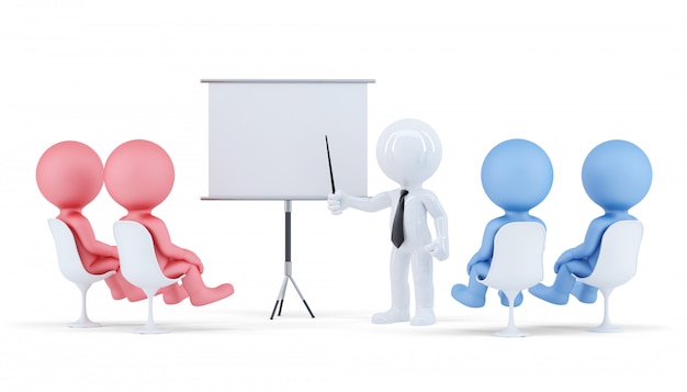 People at conference. Business concept Isolated. Contains clipping path of scene and board.