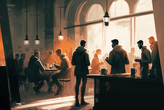 People congregate at a coffee cafe