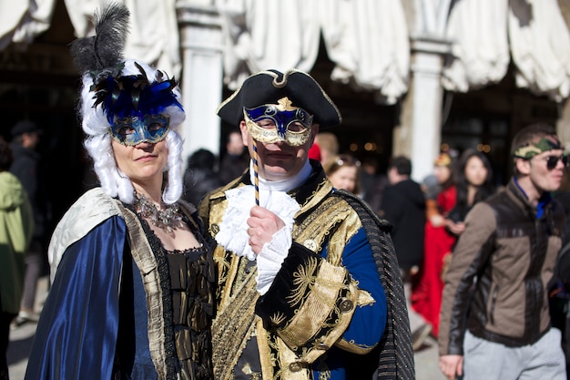 People in costume at the Venice carnival