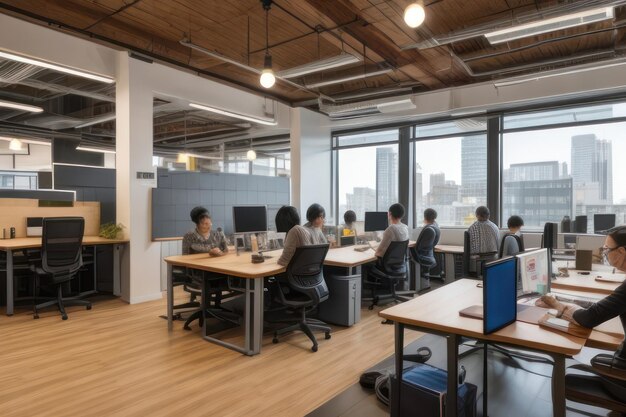 Photo people in coworking office working together