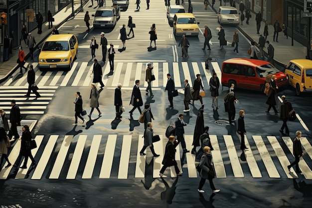 Photo people crossing the street at rush hour in the city center of tokyo japan people cross the street ai generated