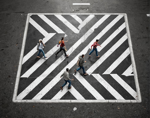 Photo people crossing the street