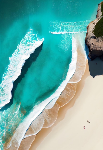 People Crowd On Beach Aerial View AI Generated