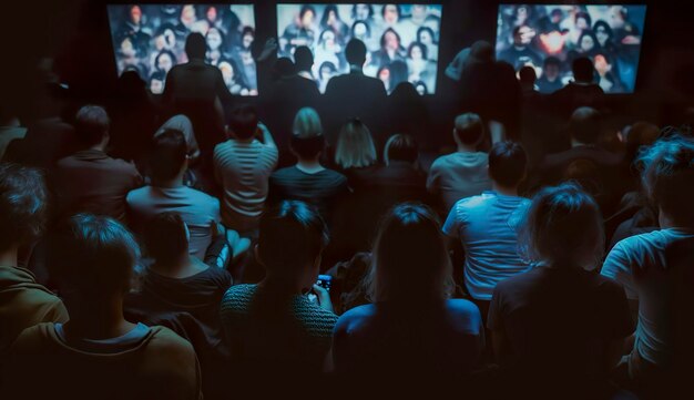 Foto gente che guarda la tv, propaganda di dipendenza televisiva e fake news