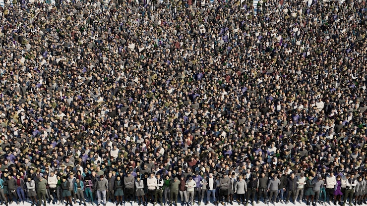 Photo people crowd on a white background 3d illustration