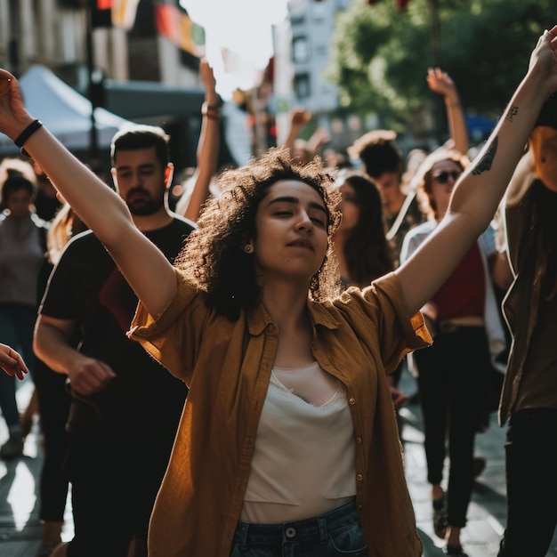 People dancing in a music festival