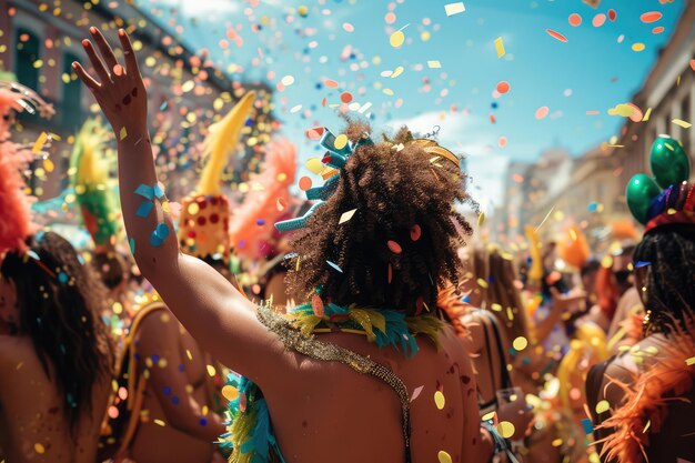 Фото Люди танцуют на улице и празднуют карнавал в бразилии