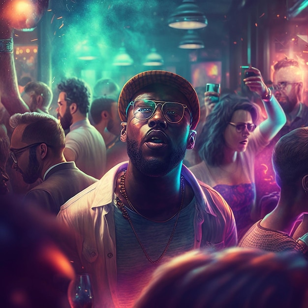 Premium AI Image | People dancing party nightclub illustration ...