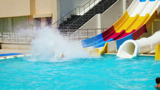 people descend from the water aquapark. 