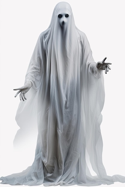 Photo a people disguised a ghosts for halloween isolated on isolated background