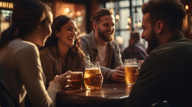 People drinking bear at bar Generative Ai