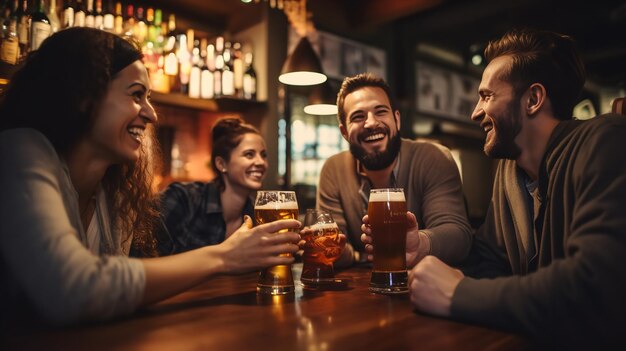 People drinking bear at bar Generative Ai