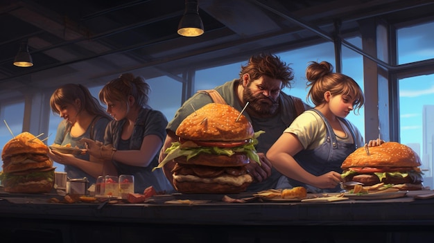 people eating burger