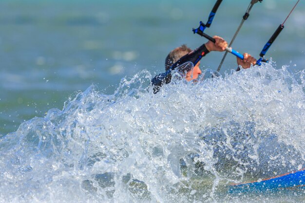 People engaged in kite surfing Hamata Egypt