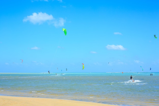 People engaged in kite surfing Hamata Egypt