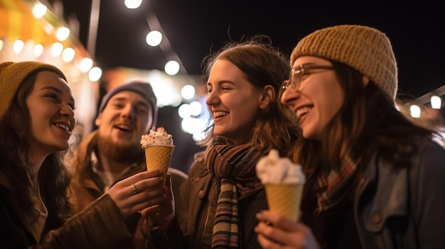 Foto le persone che si godono il gelato