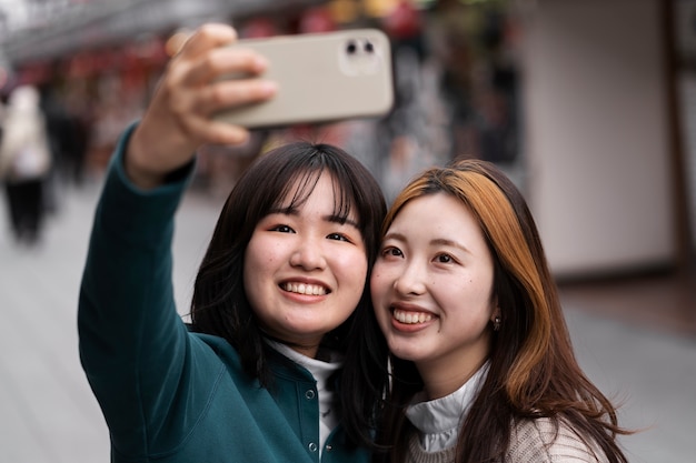 People enjoying japanese street food