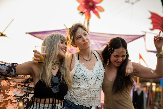 People Enjoying Live Music Concert Festival