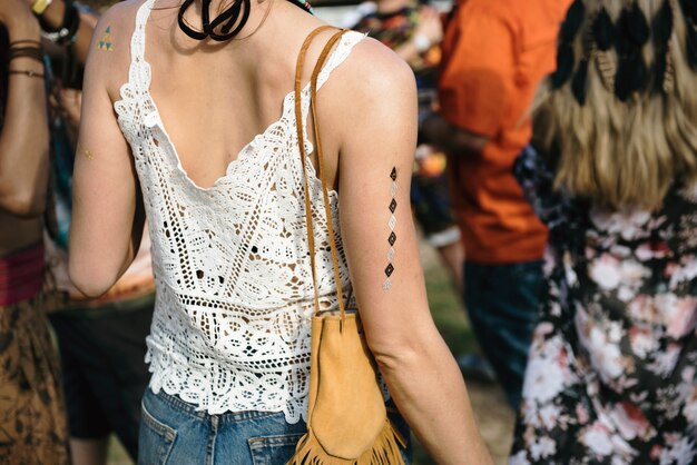 People Enjoying Live Music Concert Festival