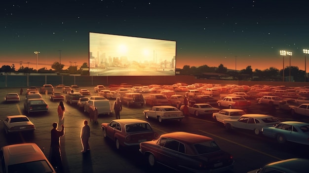 People enjoying a movie at a drive in theater