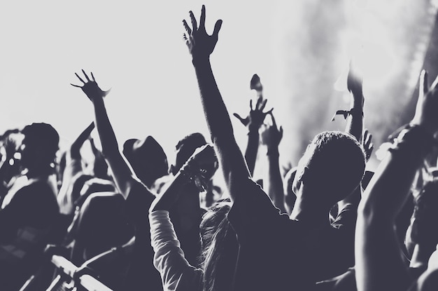음악 콘서트 를 즐기는 사람 들