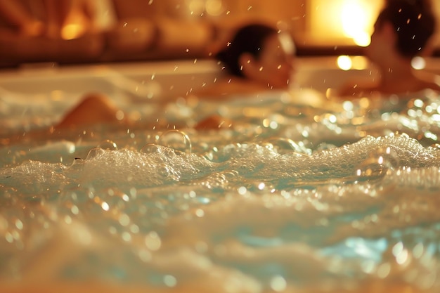 Photo people enjoying a pool spa with bubbles