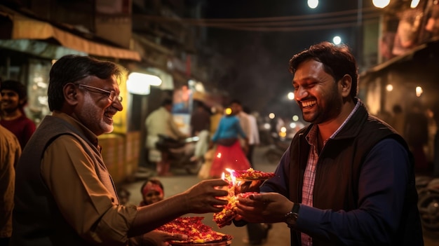 people exchanging sweets and greetings during Holi