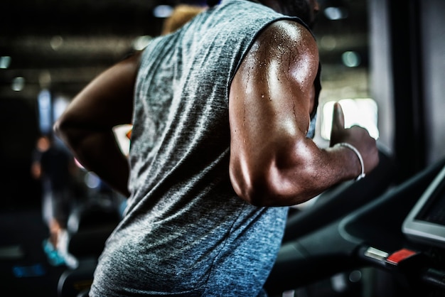 People exercising at fitness gym