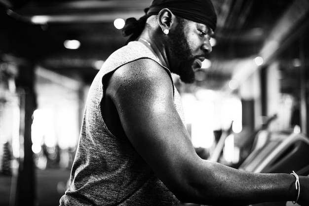 People exercising at fitness gym