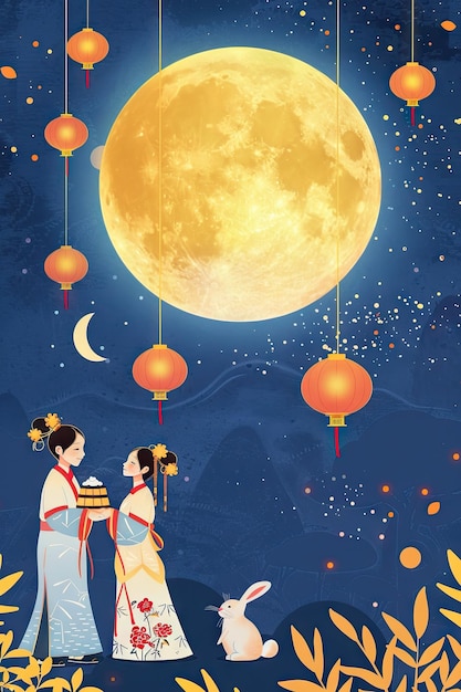가족 축제, 달 축제, 가을 축제 배경