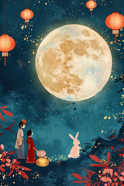 people family celebration moon festival midautumn festival background