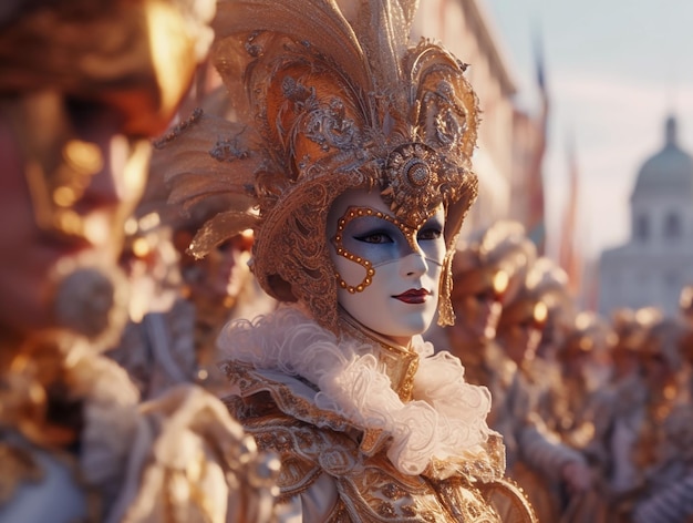 People in fancy masks at the Venice Carnival