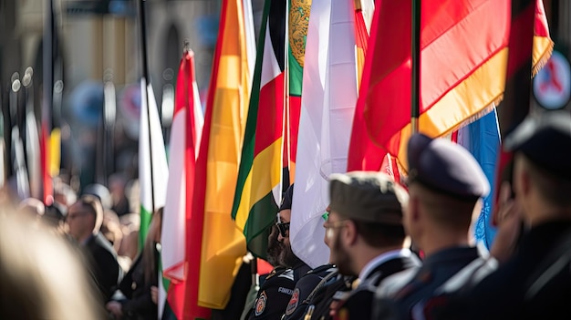 People Flags and Festivities Illustrating the Excitement of National Holidays