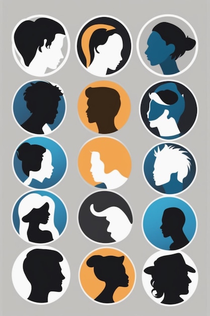 Photo people in flat style silhouette isolated vector