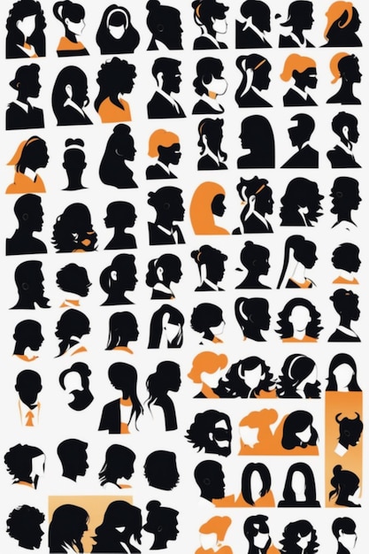 People in flat style silhouette isolated vector