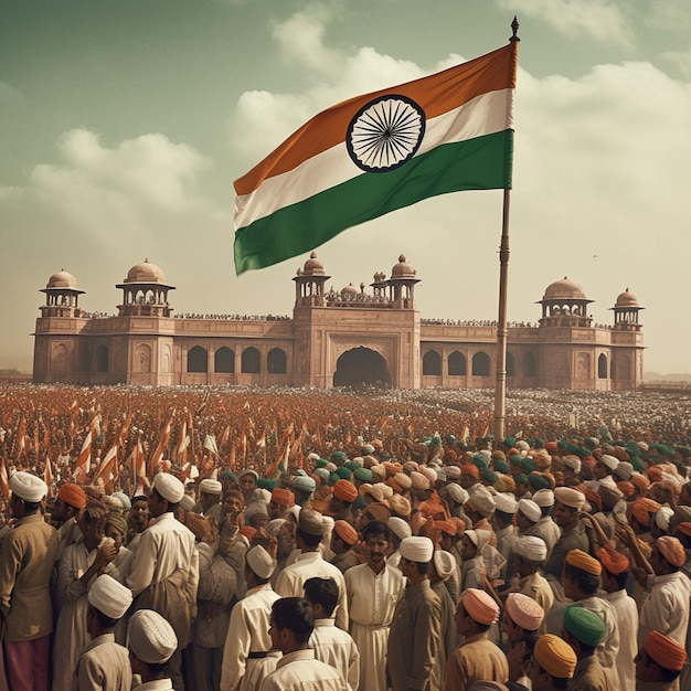 People in front of red fort India