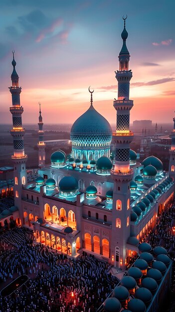 People gathered for prayer at the mosque