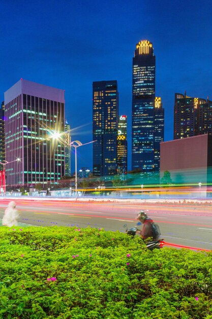 People on grassy field at night