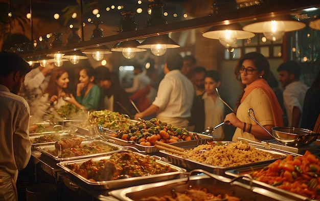 Foto catering per gruppi di persone cibo a buffet al chiuso in ristorante