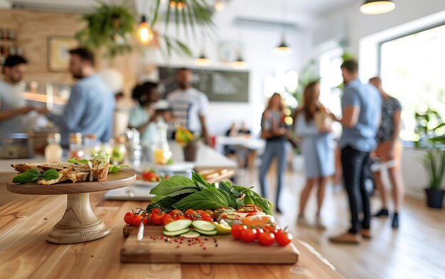 People group catering buffet food indoor in restaurant