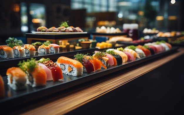 People group catering buffet food indoor in restaurant