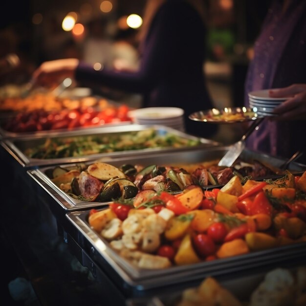 People group catering buffet food