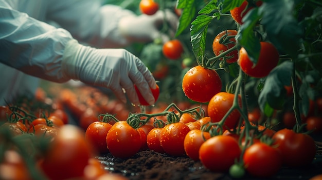 People grow tomatoes in the laboratory