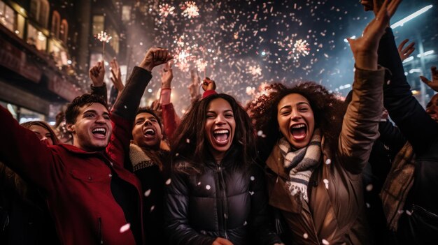 Foto le persone festeggiano l'anno nuovo insieme