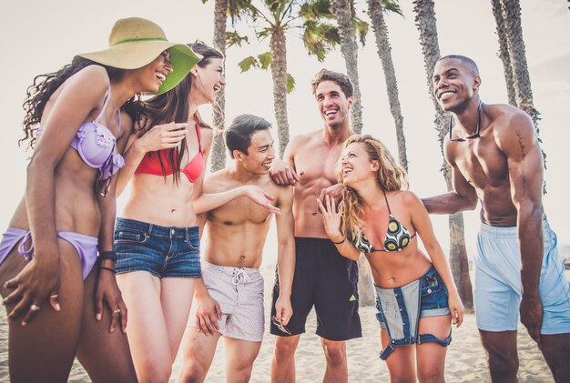 People having fun on the beach